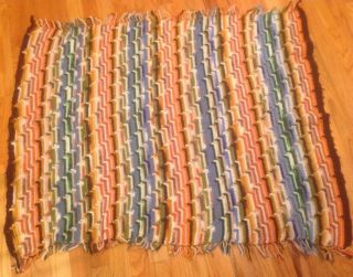 Vintage Handmade Crochet Knit Afghan Lap Throw Blanket 46 " X38”