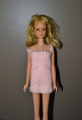 Vintage Barbie - Blonde Tnt Francie Doll In Pink Hand - Knit Dress - Tlc
