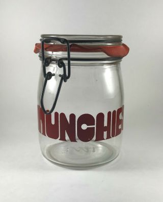 Vintage - Retro (munchies) Jar Flip - Top Glass Jar Metal Wire Bale Rare