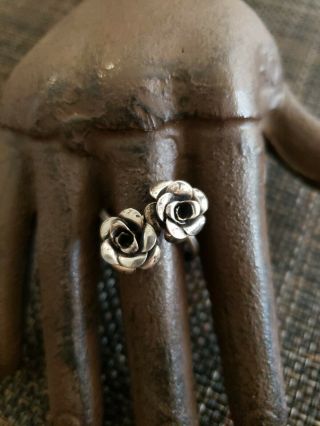 Vintage Beau Sterling Silver Flowers Ring Adjustable Sized Rare