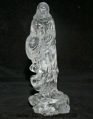 7.  2 " Rare Old Chinese Crystal Carved Arhat Damo Bodhidharma Dharma Buddha Statue