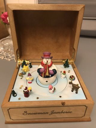 Mr.  Christmas Mini Snowman Scene Animated Illuminated Music Box 78382 Rare