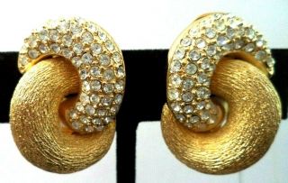 Rare Vintage Estate Signed Christian Dior Couture 1 1/4 " Clip Earrings G835a