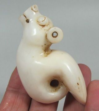 China Exquisite Hand - Carved Mythical Animal Hetian Jade Pendant - 3.  0 "