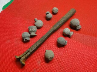 Ancient Ramrod And Bullets For A Medieval Musket.  Cossacks.  15 - 17 Century Ad1