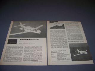 Vintage.  Aerospatiale Corvette.  History/details/photos/specs.  Rare (593h)