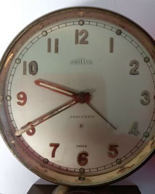 Vintage rare Art Deco ANGELUS Swiss Alarm Travel Clock 8 days 15 rubis 3