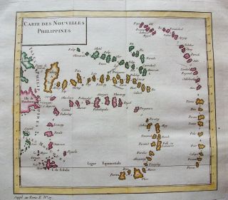 1754 BELLIN: orig.  map of EAST INDIES,  PHILIPPINES,  INDONESIA,  PACIFIC OCEAN 2