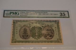 Rare China,  Szechuan Provincial Bank,  100 Copper Coins,  1924,  P - S2808r,  Pmg 35