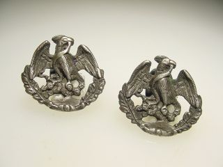 Rare Vintage Silver Plate Victorian Symbol Of Mexico Eagle Cuff Button Cufflinks