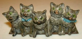 Antique Vienna Austria Miniature Cold Painted Spelter 5 Cats Cast Metal Figurine