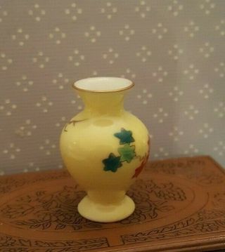 Dollhouse miniature vintage hand painted Japanese porcelain vase signed 3