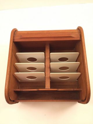 KALMAR Designs Mid Century Modern Teak Wood Roll Top Desk Organizer/Storage 3