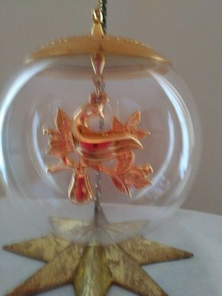 Lenox 1997 Crystal Ball Ornament - Rare - " Partridge In Pear Tree - Made In Usa