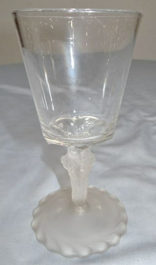 Eapg Gillinder & Sons Frosted Lion 3 Face 6 1/2 Goblet Glass Vtg Antique
