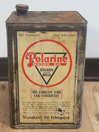 Vintage Polarine 5 Gallon Oil Can Rare Antique,  Mobil,  Sinclair,  Cities