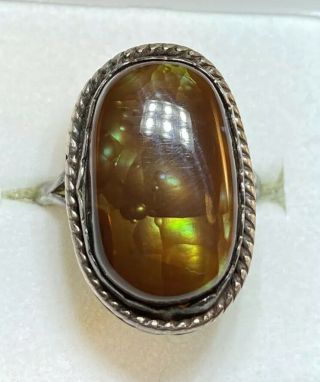 Vnt Old Pawn Native American Sterling Silver 925 Rare Fire Agate Ring Size 7.  5