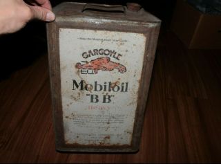 Vintage Mobil Gargoyle Oil Can 5 Gallon 1920s Rare Tin Advertising