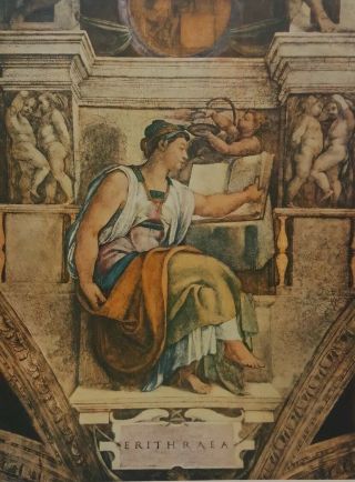 Vintage Lithograph Art Print The Erythraean Sibyl Michelangelo 2
