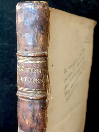 Antique 1753 Book Letters Of Madam De Maintenon History Of The Court Louis 14th