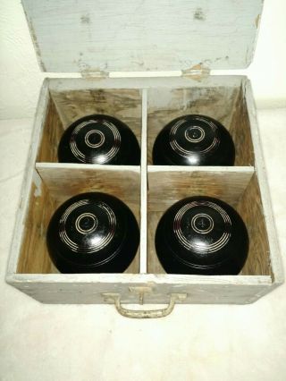 Rare Vintage Made In Australia 1953 Lawn Bowling Ball Set,  Case Antique Bowls