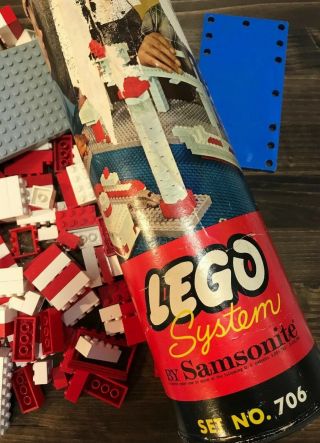 Vintage Toys 1960s Plastic Lego Building Toy Rare With Tube Red/white