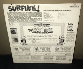 RARE 1960’s SURFINK RAT FINK MR GASSER & THE WEIRDOS RECORD ALBUM MONSTER 3