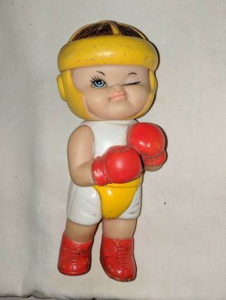 Vintage 6 " Iwai Champion Baby Boy Boxer Dark Skin Rubber Squeeze Toy Rare
