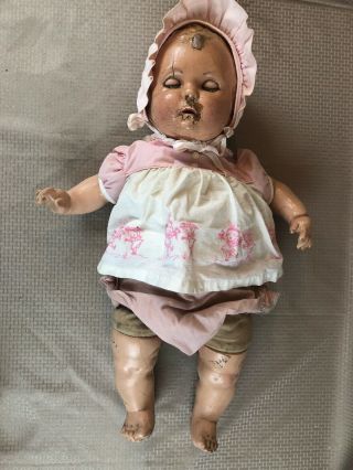 Vintage 22” Composition Doll Cloth Body Sleep Eyes Needs Repaint