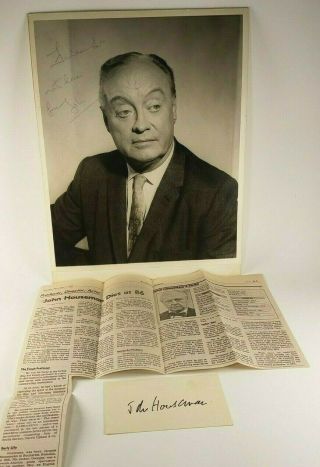 Vintage Rare John Houseman Personal 11 X 13 Signed Photograph Autograph Obituary