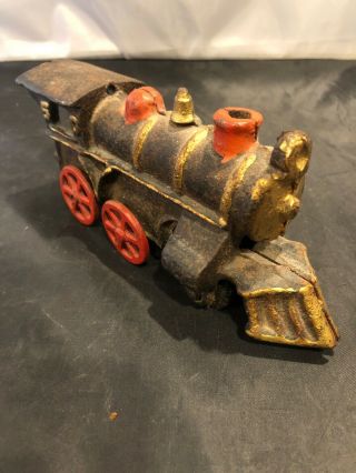 Dent Antique Heavy Duty Cast Iron Locomotive Train Red & Gold - 7.  5” Long