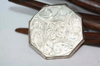 Antique 1900 Victorian Era Hand Made Floral Design Sterling Silver Brooch Broach 3
