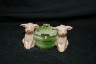 Antique German Fairing Pig Toothpick Bucket Porcelain Piglet Victorian Anthro