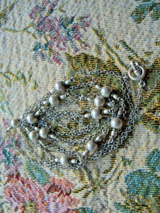 Antique Victorian French? Sterling Silver Chain Necklace Châtelaine 60 " 25g Vtg