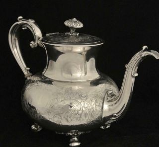 Exceptional Vintage Reed & Barton Silver Plate Etched Teapot Coffee Pot