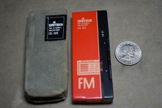 Vintage Unitech Is - 95 Fm Stereo Receiver Mini Pocket Radio W/soft Case Rare Aiwa