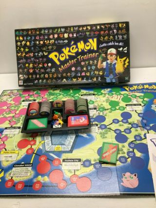 Rare Vintage 100 Complete Pokemon Master Trainer Board Game 1999 Euc