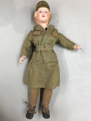 " Very Rare " 1942 - 45 Freundlich Ww2 Us Army Corp Composition Doll