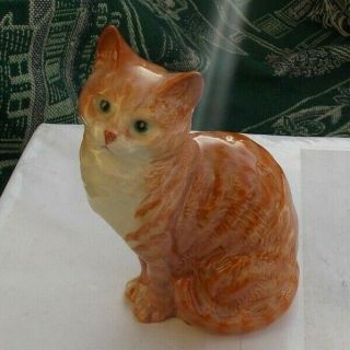 Rare Vintage 6 " Beswick England Porcelain Kitty Cat Figurine Statue 1030 Orange