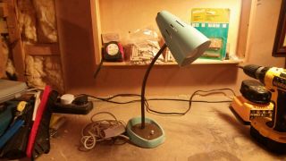 Vintage Pifco 971 Table / Wall Gooseneck Lamp In Stunning Powder Blue