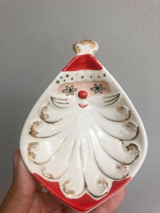 Vintage Rare Holt Howard Starry Eyed Santa Dish