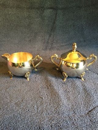 Ornate Vintage/antique Silverplated Sugar Bowl With Lid And Creamer