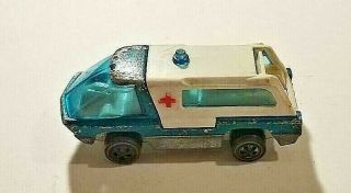 1969 Mattel Hot Wheel Heavyweights Ambulance Red Line Blue (hk) Rare