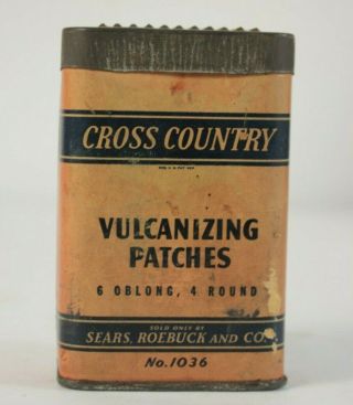 Vtg Cross Country Sears Vulcanizing Patches Repair Kit Motorcycle Antique Retro