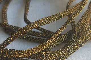 Vin.  Gold Metallic Mesh Cording Dark Patina 4 Ribbon Work,  Pillows French