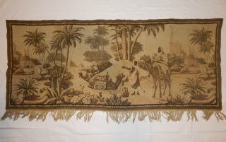 Vintage French Arabian Scene Tapestry Wall Hanging 167 X 71 Cm T18