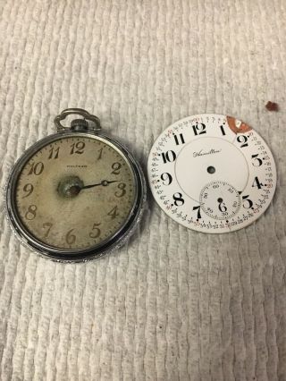Vintage Waltham Pocket Watch And Hamilton Face For Repair