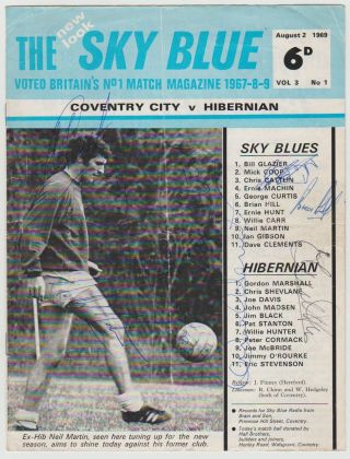 Coventry City V Hibernian 1969 Programme Rare Orig Hand Signed X 33 Signatures