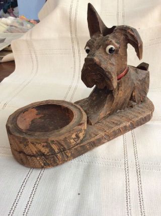 Antique / Vintage Hand Carved Wood Wooden / Dog Pipe Stand / Holder