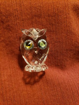 Swarovski Crystal Figurine Large Owl Yellow Eyes Retired Vintage Rare